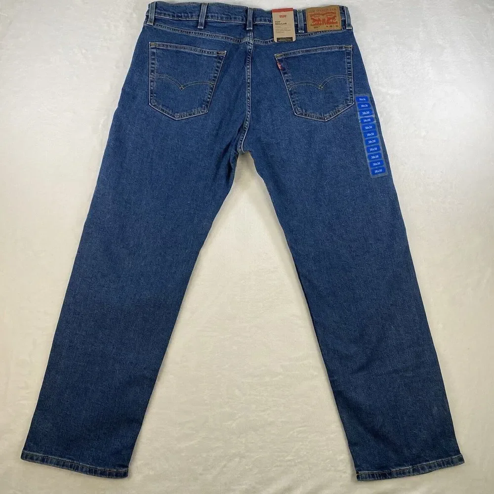 NWT Levi's Mens Dark Stonewash Regular Fit Straight Leg Jeans 505 Size W38 x L30